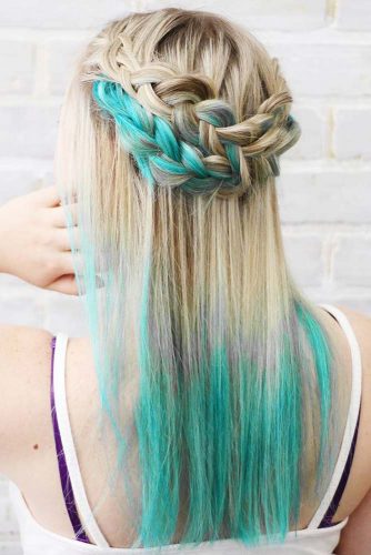 Dirty Blonde Hair With Blue Tips #blondehair #bluehair #braids #ombre
