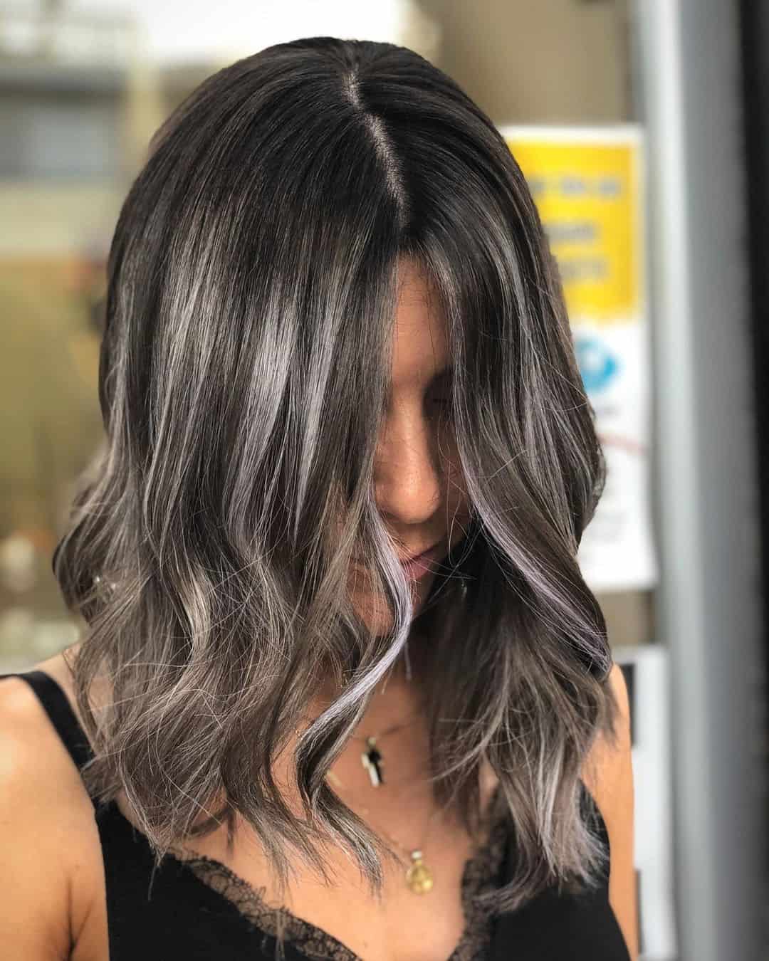 Even Grey Highlights on Black Hair