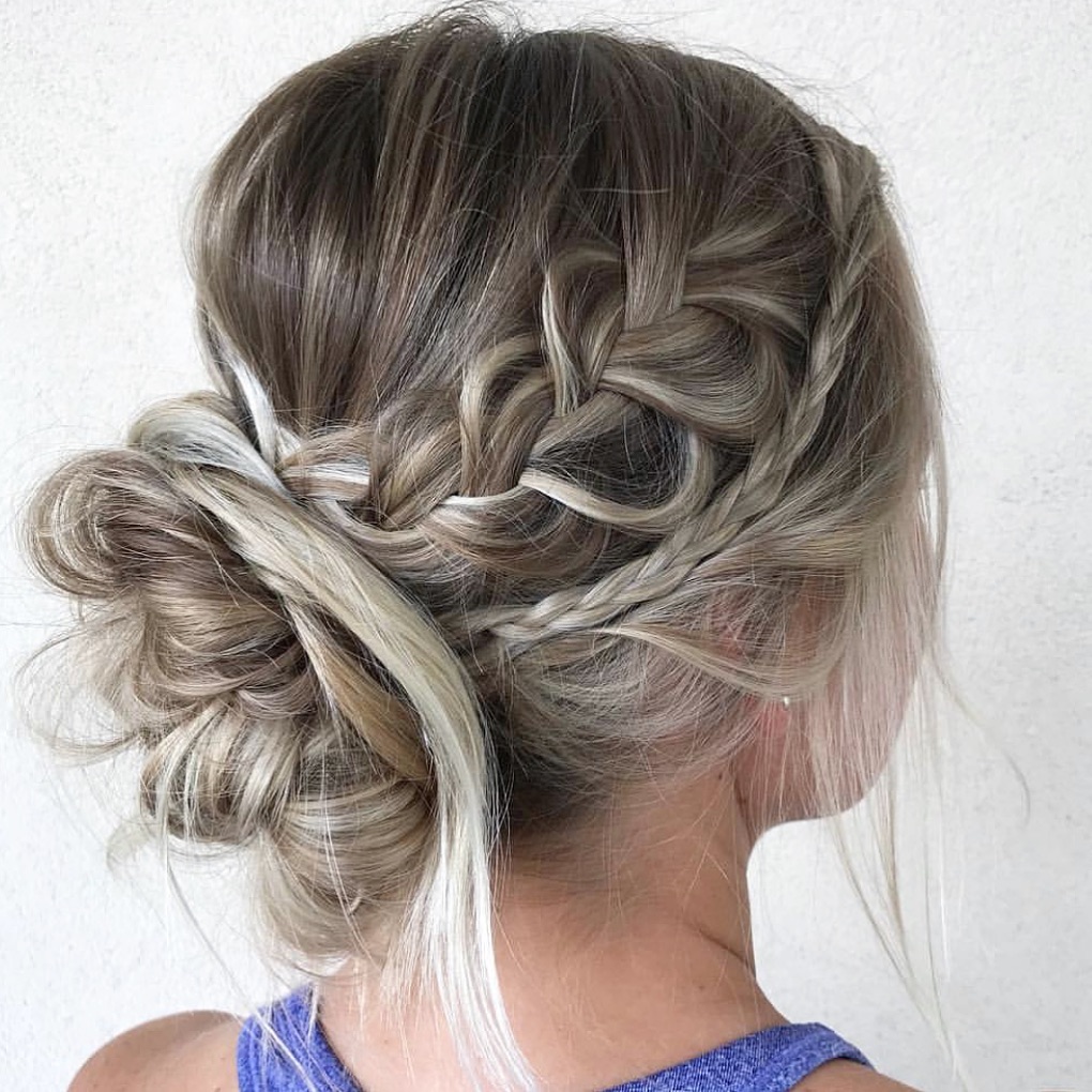 French Braided Messy Updo For Thin Hair