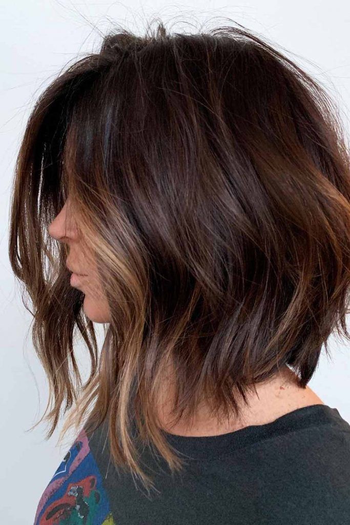 Glossy Auburn Shade For Long Bob Haircuts