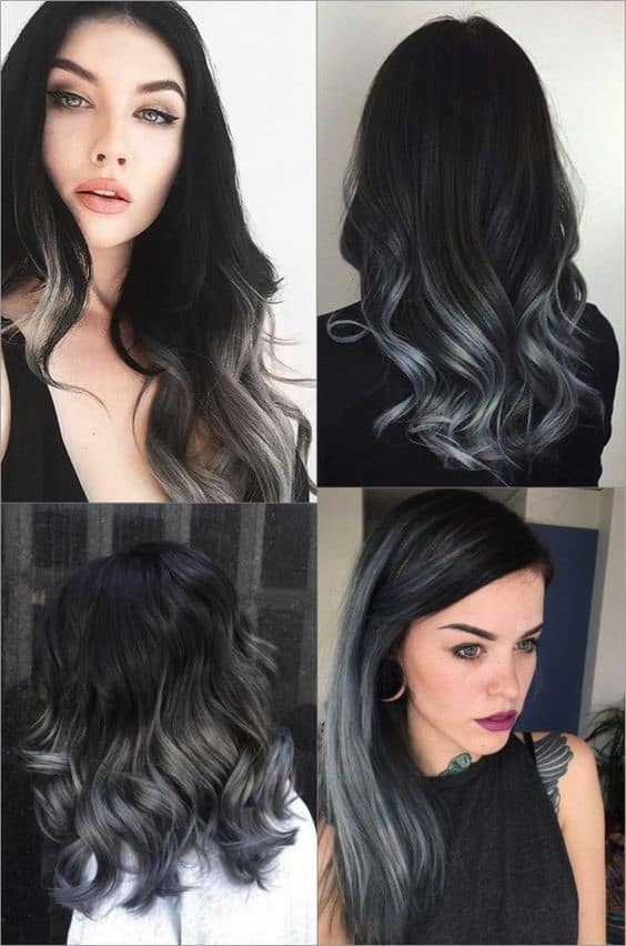Gothic Grey on Black Hair
