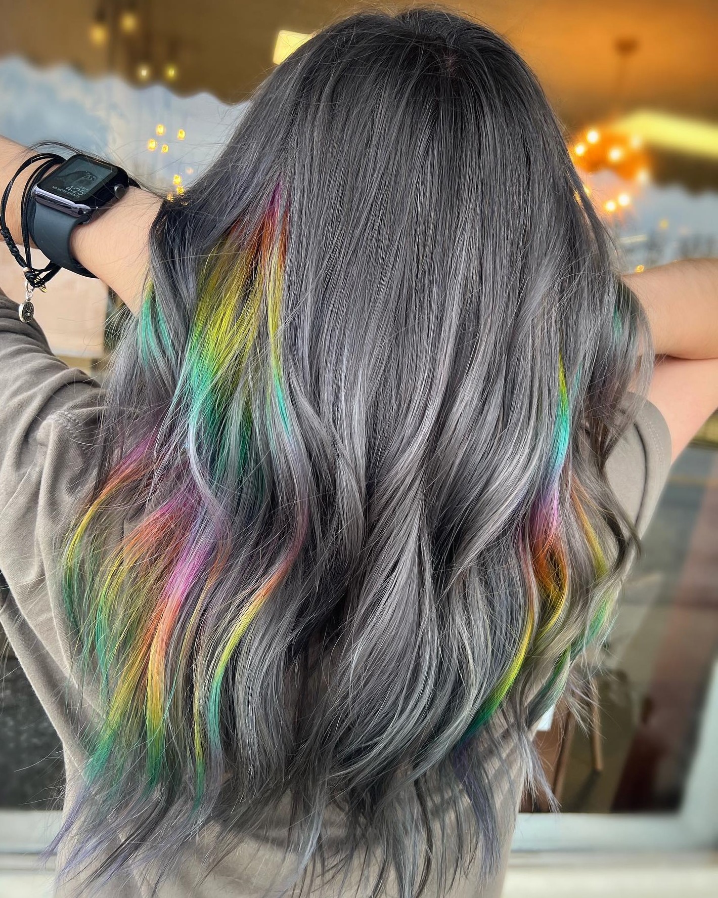 Gray Hair with Pastel Under Hair Dye