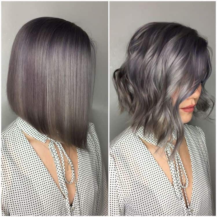 Grayscale A-Line Bob Hairstyle 3