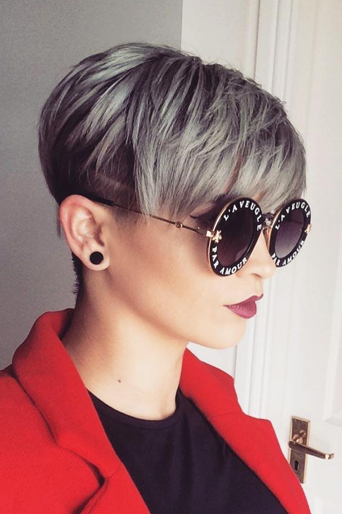 Pixie gris con corte recortado #pixiecut #haircuts