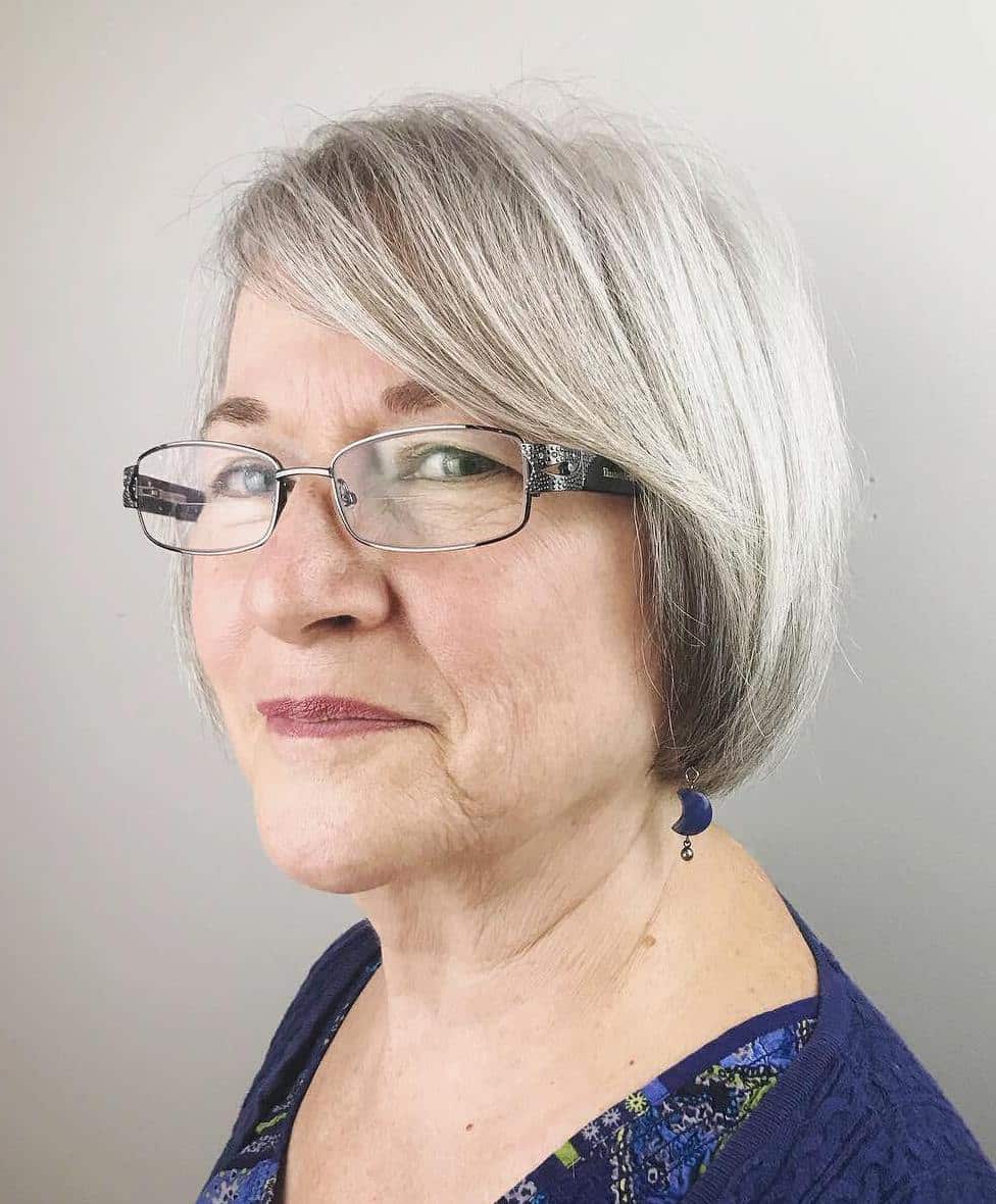 Layered Gray Bob With Bangs Over 50