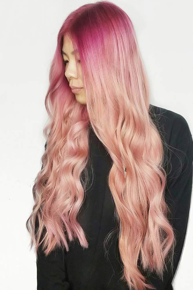 Light Peachy Ombre Looks Fuchsia #peachhair