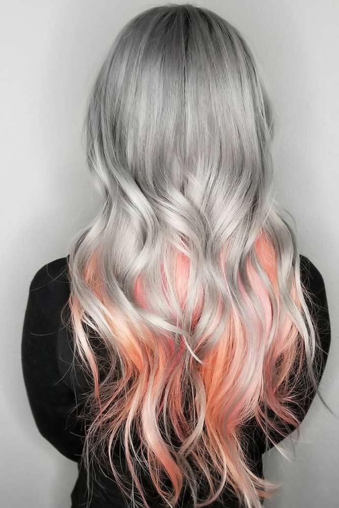 Light Peachy Ombre Looks Grey #peachhair