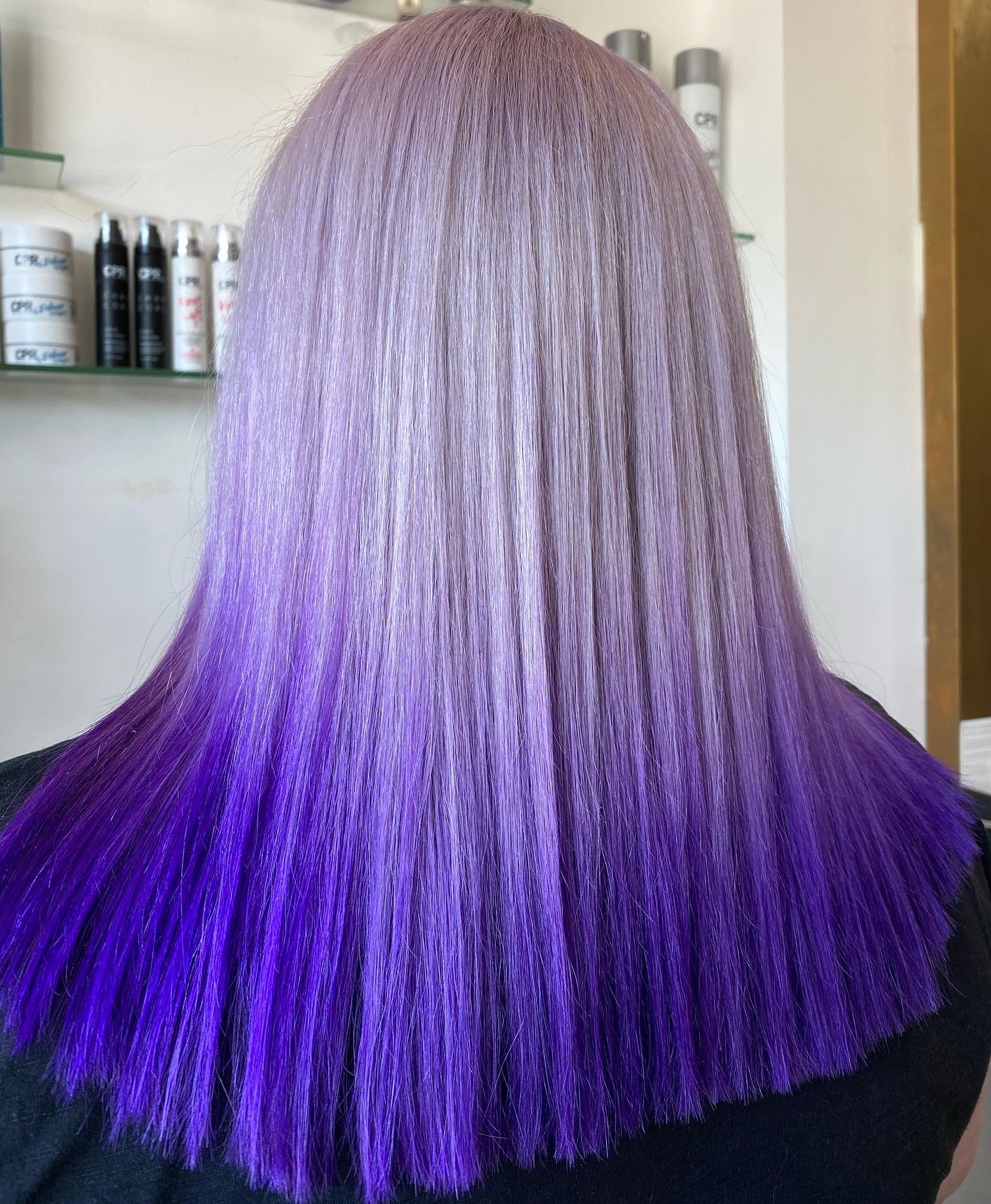 Long Blonde-to-Dark Purple Ombre Hair Color