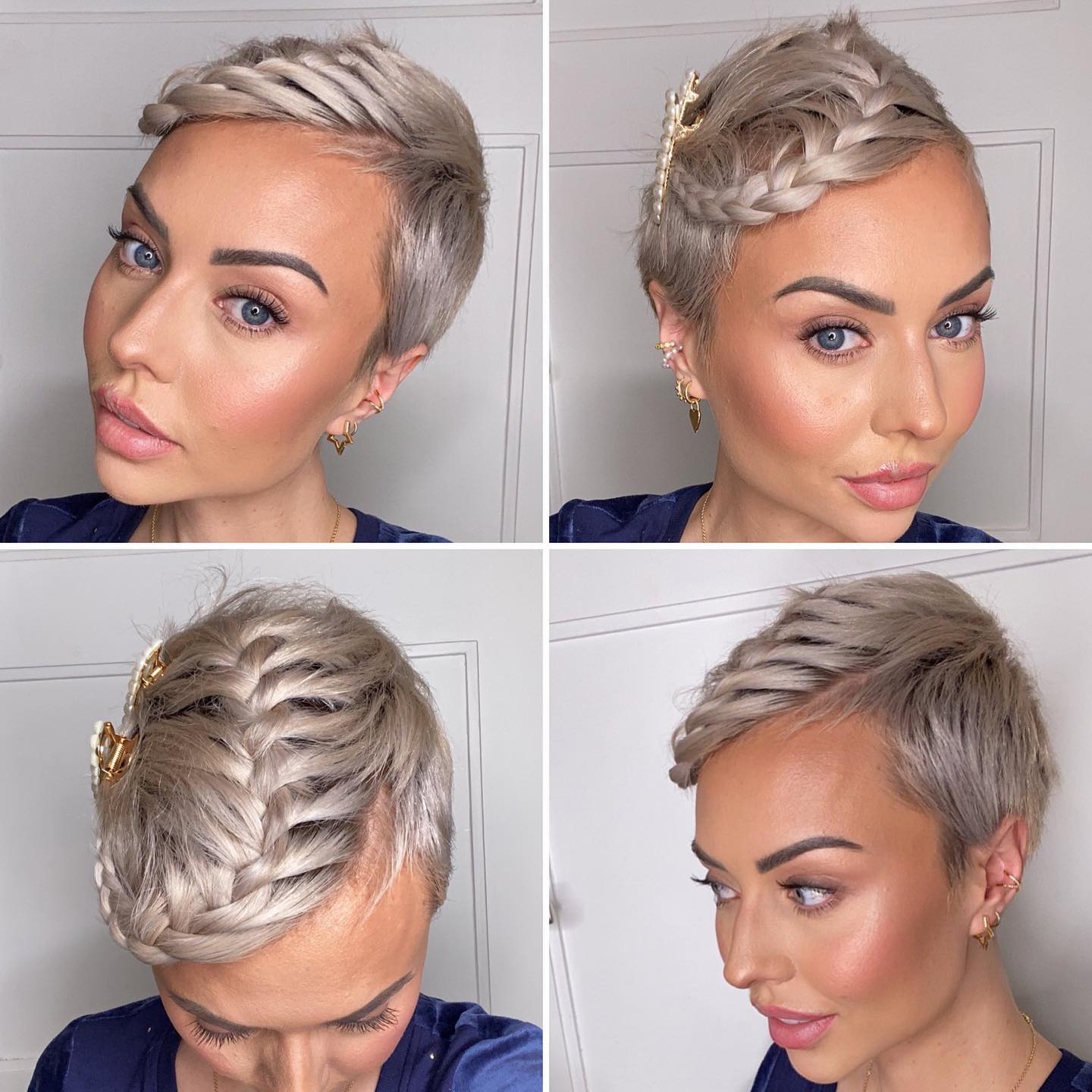 Long Braided Bang on Pixie Haircut