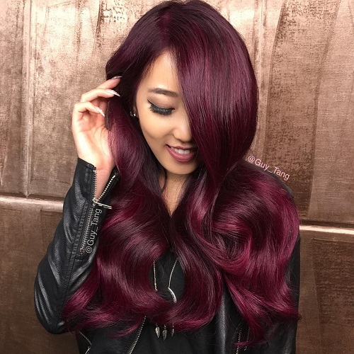 Long Bright Burgundy Hair