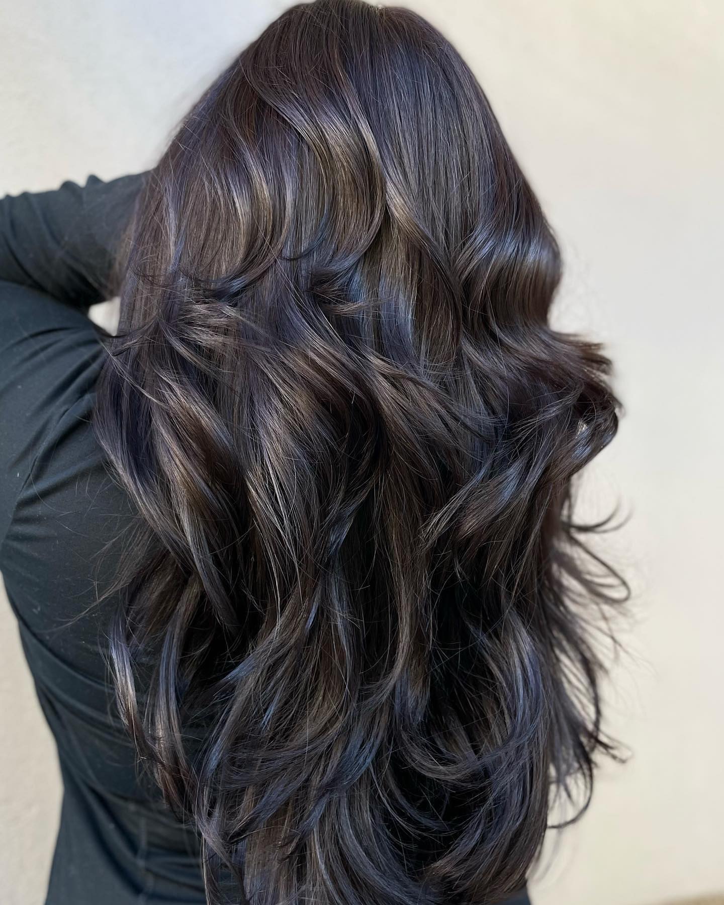 Long Dark Hair with Blue and Gray Highlights
