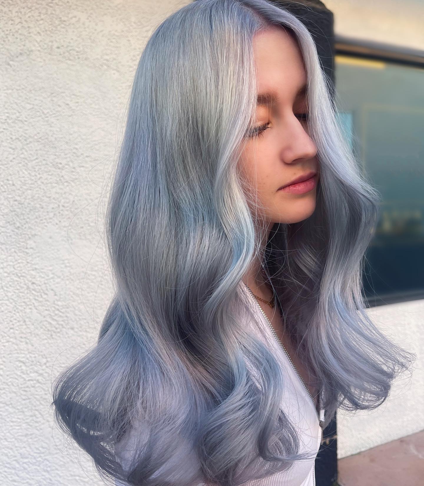 Long Gray Ombre with Light Blue Hues