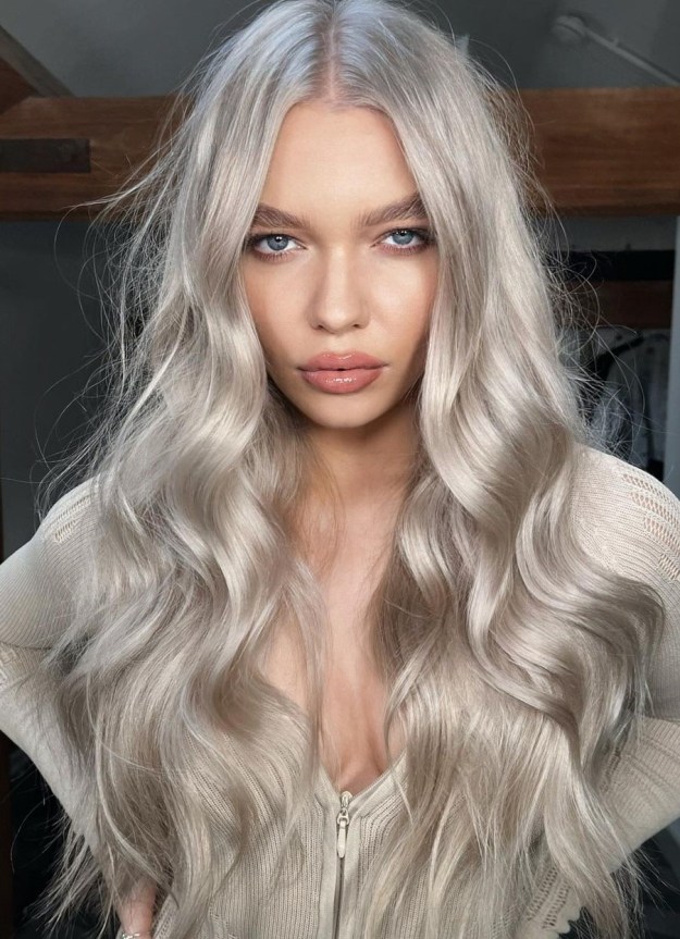 Long Metallic Silver Blonde Hair