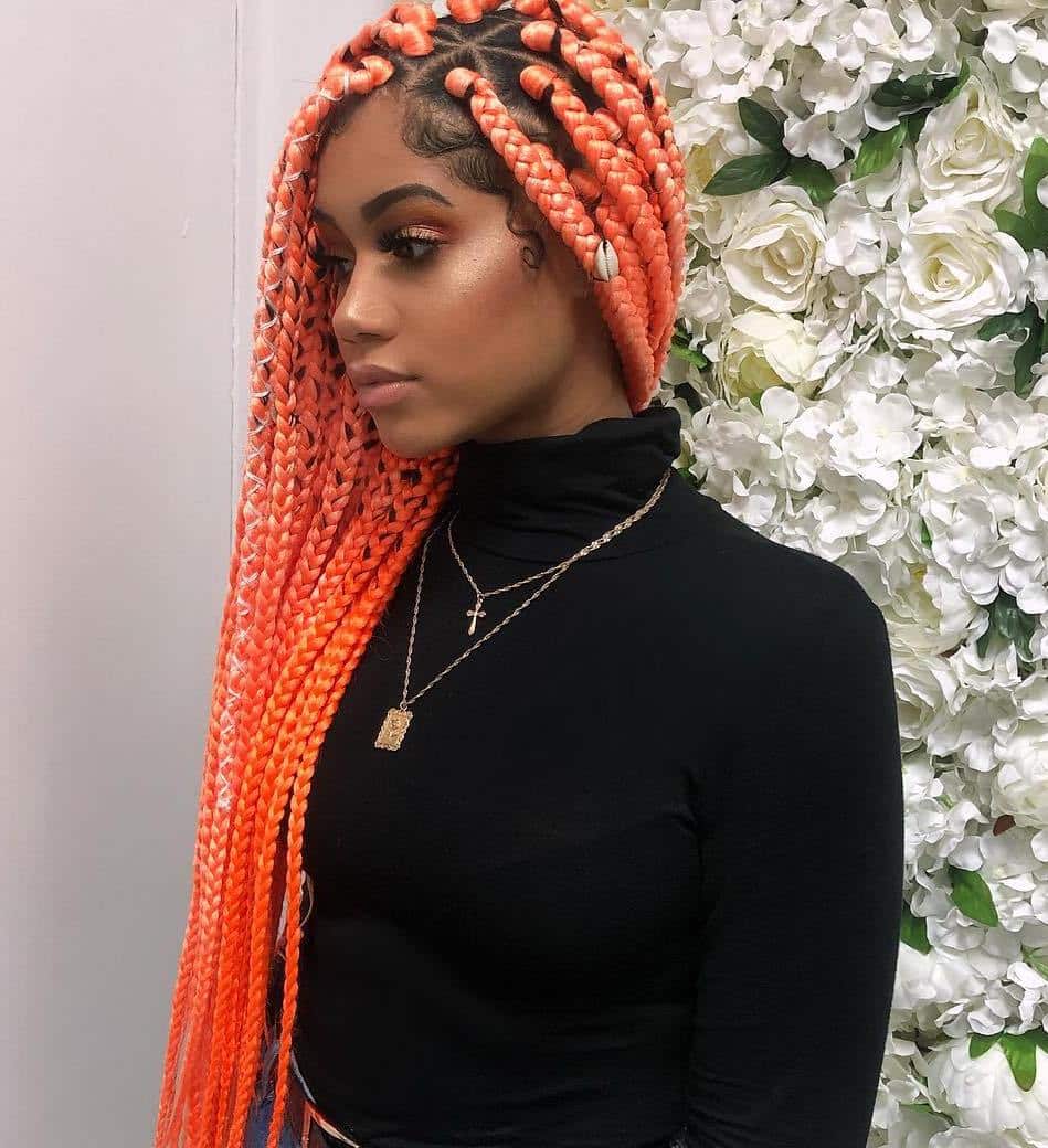 Long Orange Box Braids