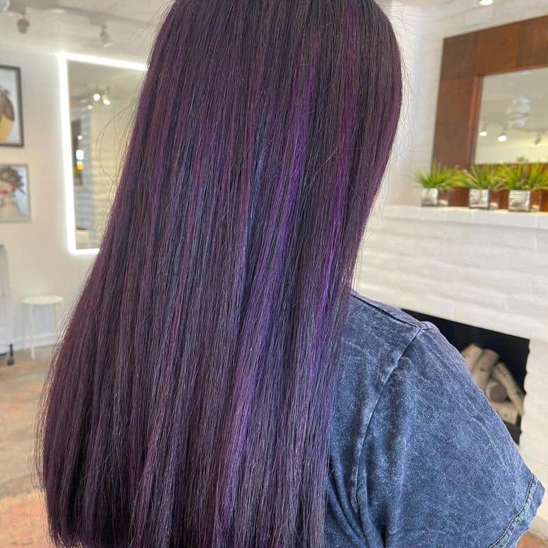 Long Purple Highlights On Black Hair 2