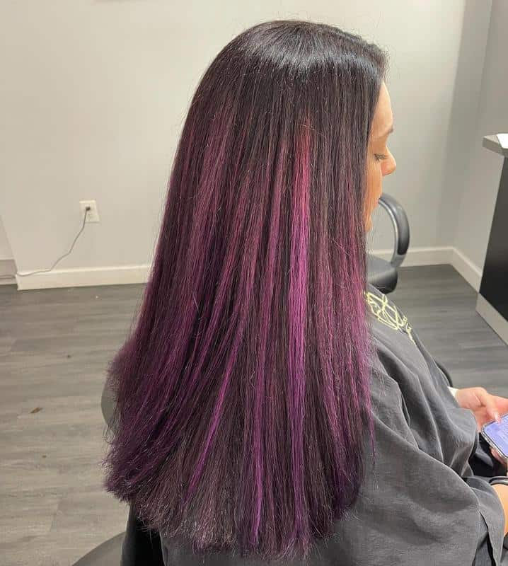 Long Purple Highlights On Black Hair 3