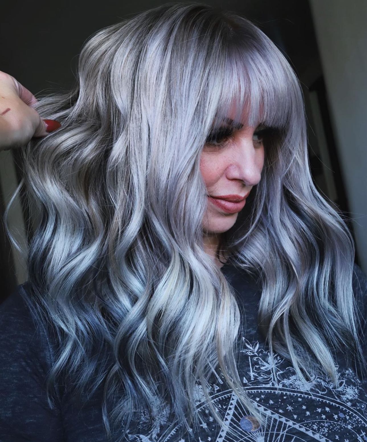 Long Thick Gray Ombre Hair Color