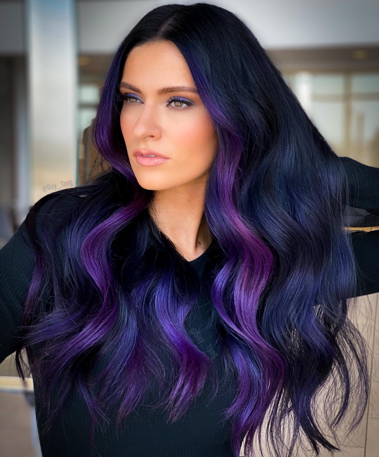 Long Wavy Purple Hair Highlights