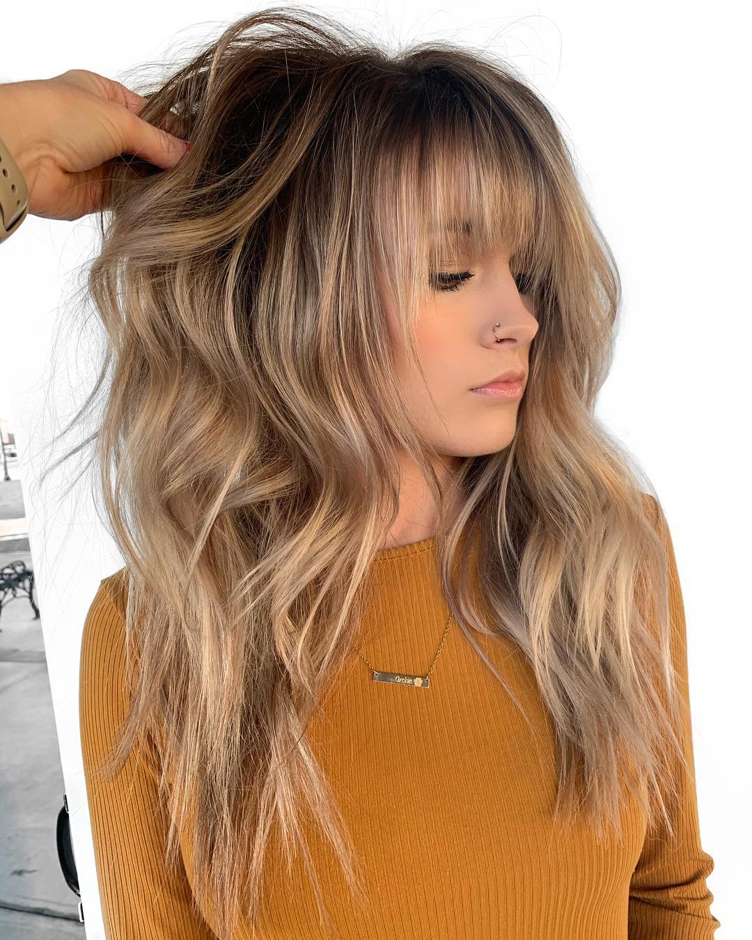 Long Wavy Shag With A Straight Fringe