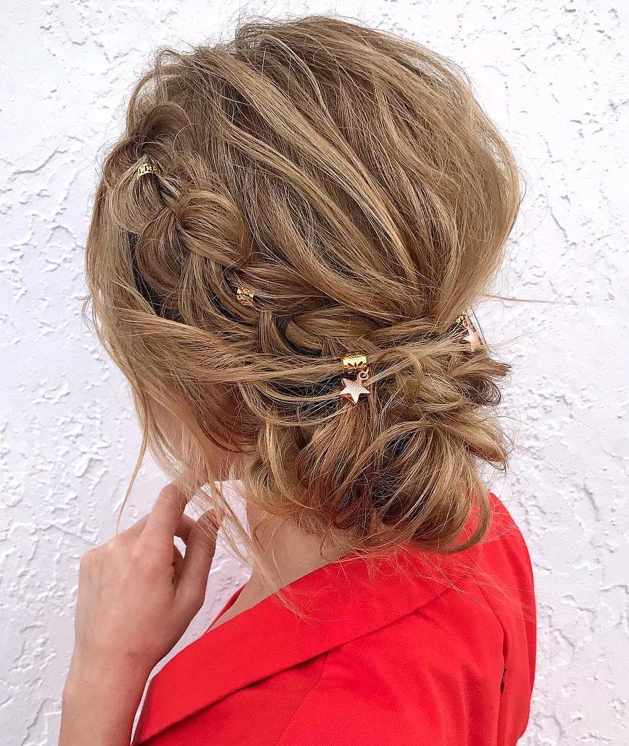 Low Messy Bun With Braids