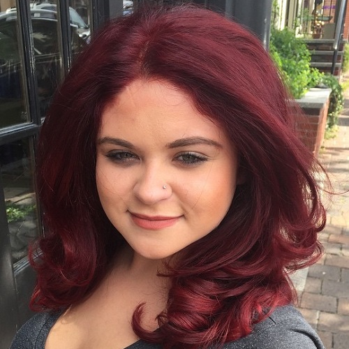 Medium Burgundy Hairstyle