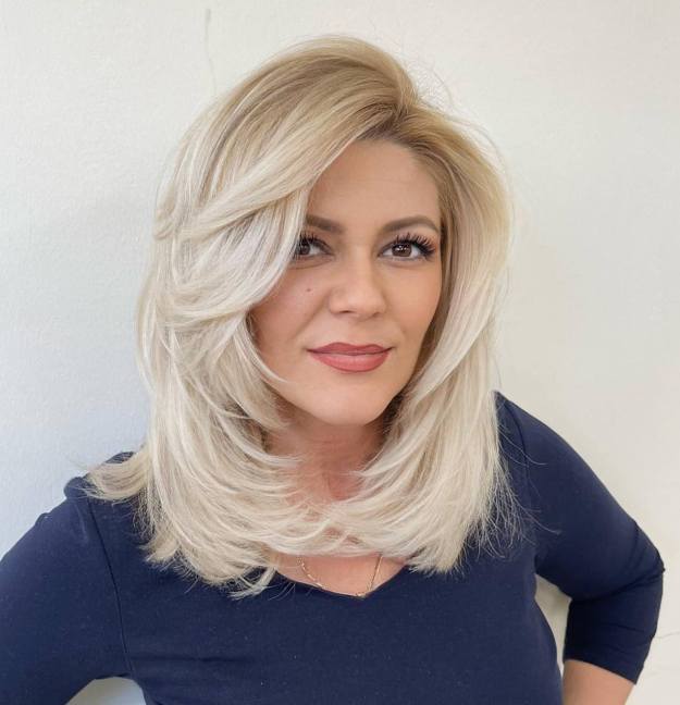 Medium Layered Blonde Haircut for Thick Hair