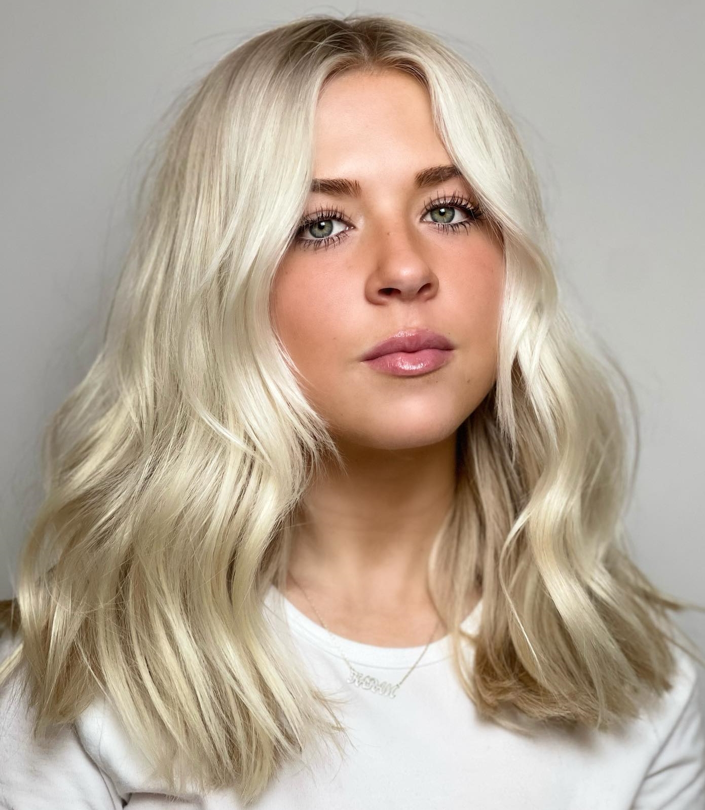 Medium-length Platinum Blonde Color