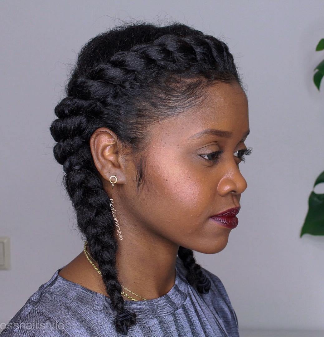 Natural Braided And Twisted Hairstyle