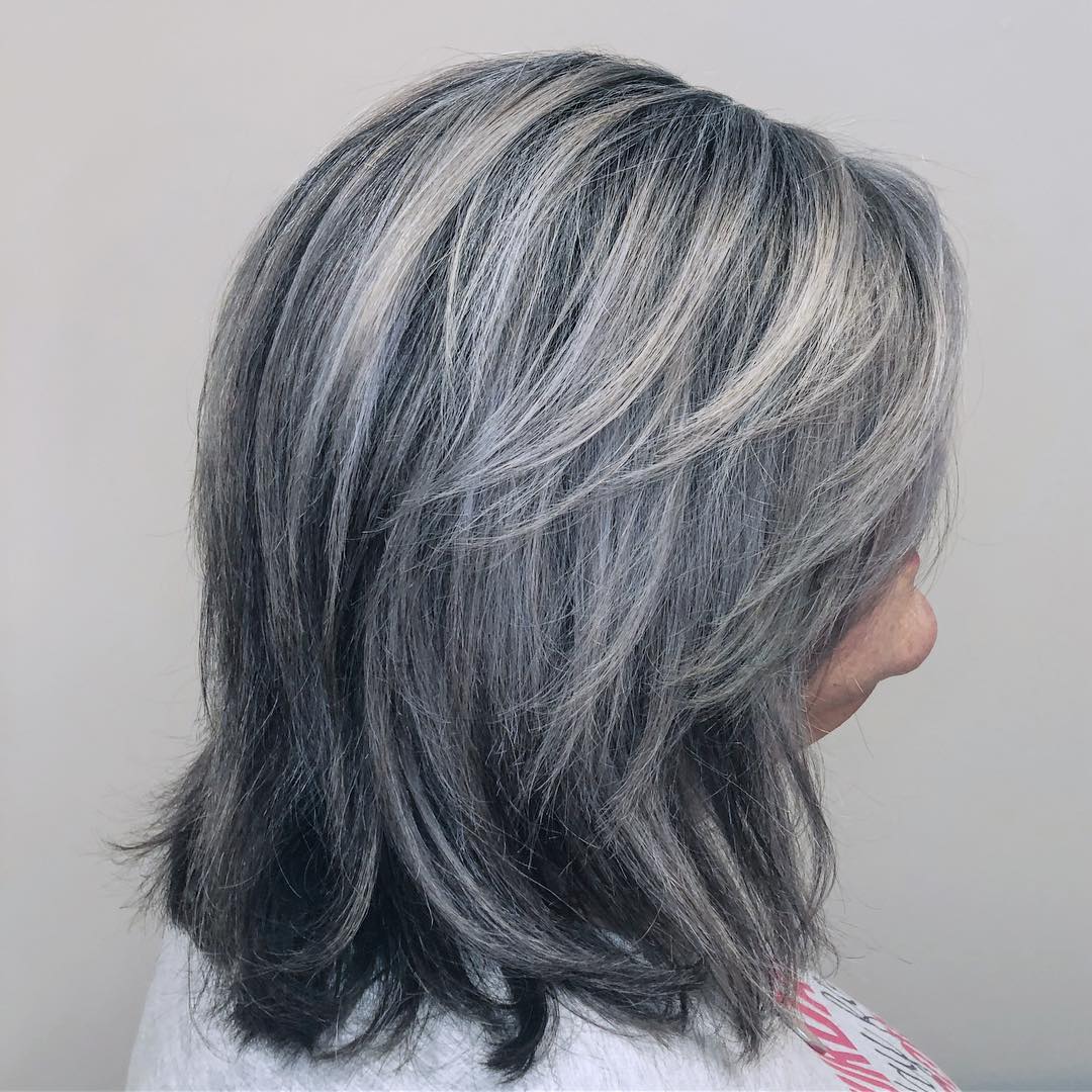 Over Medium Gray Hair With Layers