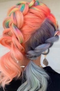 Peach and Grey Split Hair