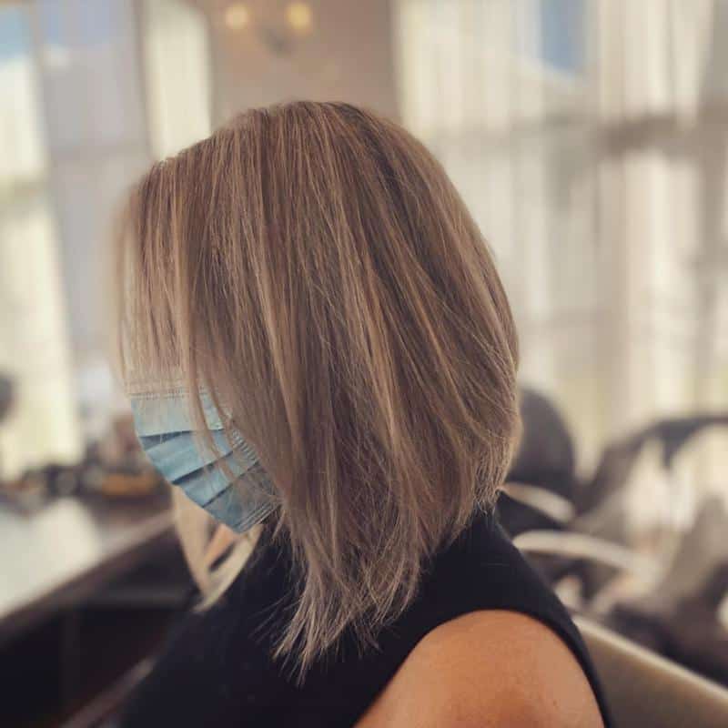 Platinum Highlights on Dark Blond A-Line Hairstyle 2