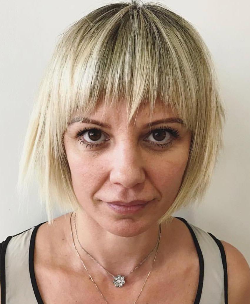 Sassy Razored Bob With A Fringe For Oval Faces