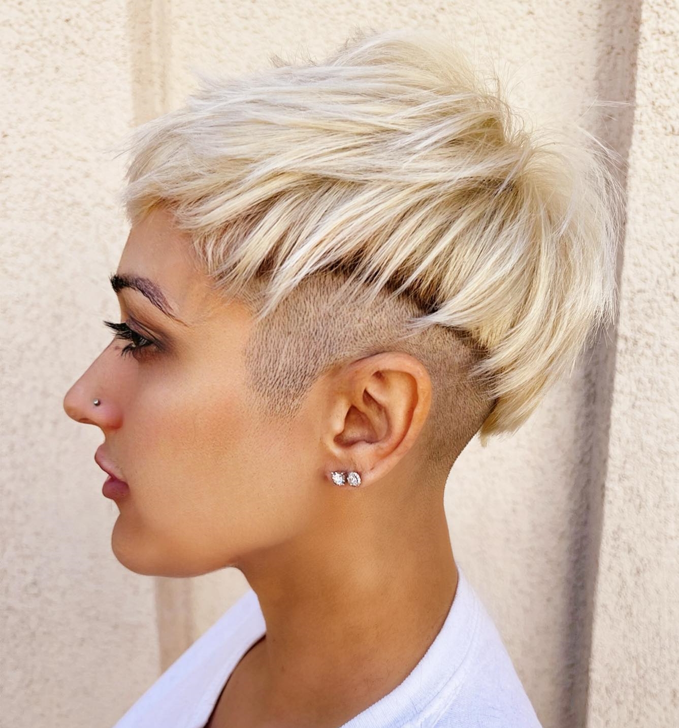Short Blonde Pixie Cut with Shaved Sides