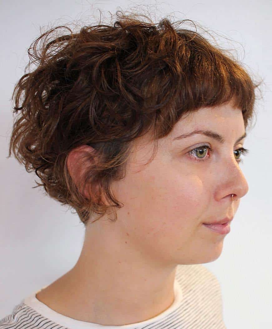 Short Cut With Micro Bangs For Curly Hair