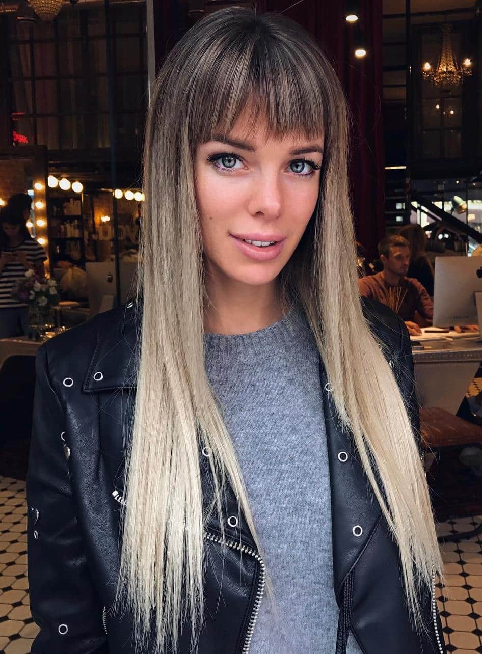 Short Point-Cut Bangs For Long Straight Hair