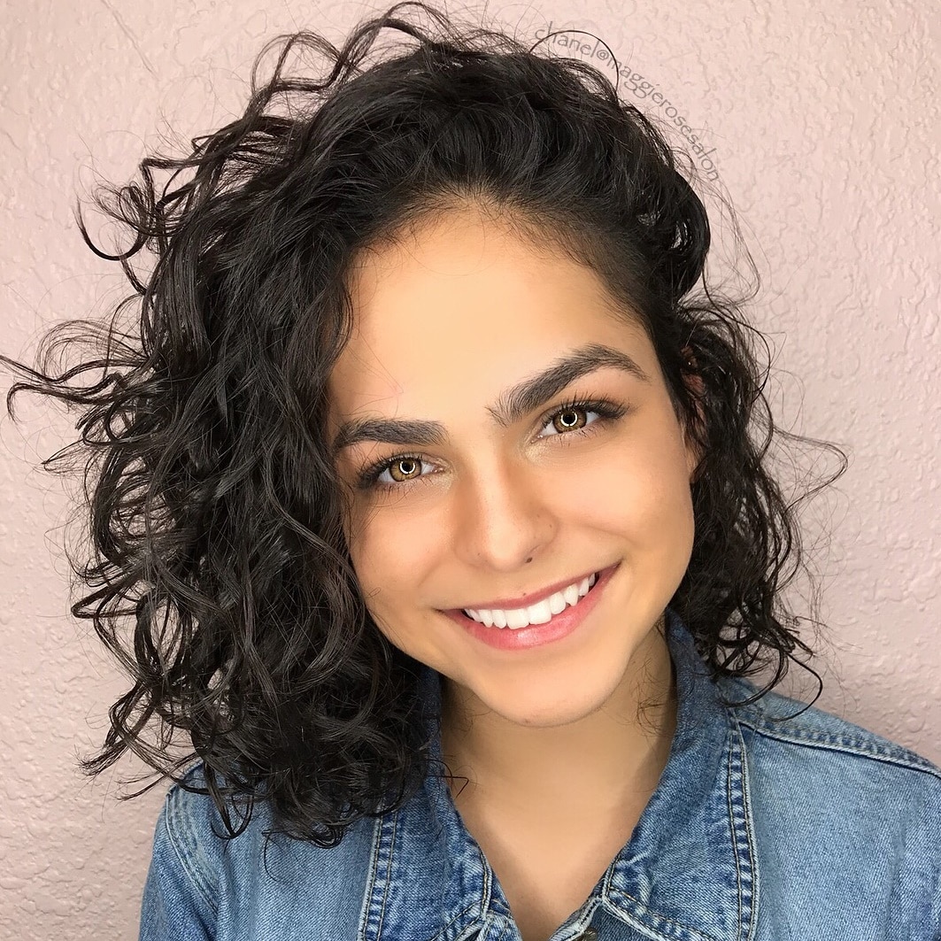 Shoulder-Length Curly Side-Swept Lob