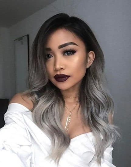 Silver Ombre on Black Hair