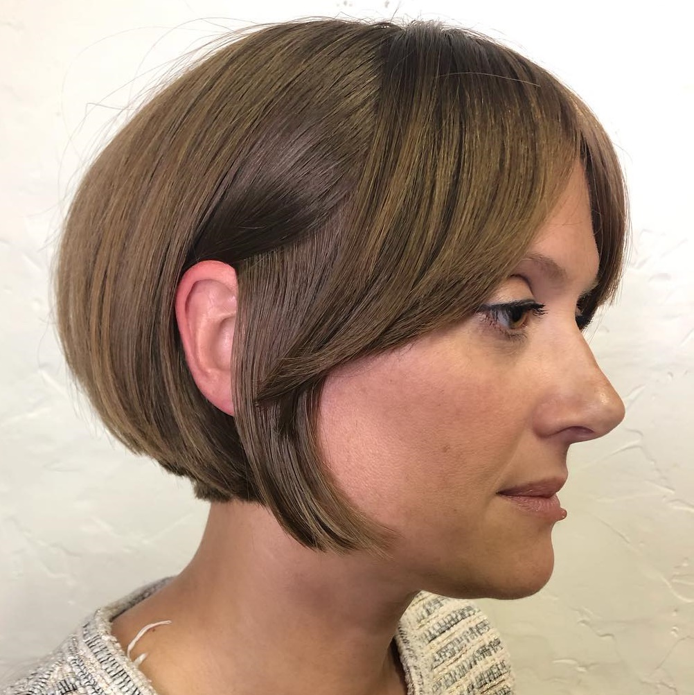 Stacked Angled Bob With Curtain Bangs