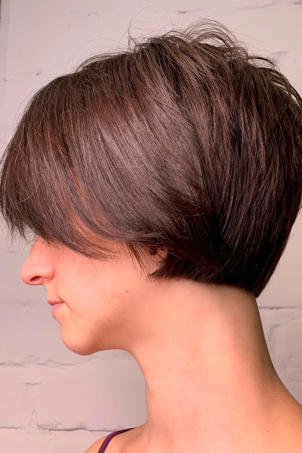 Textured Brown Side-Parted Bob 