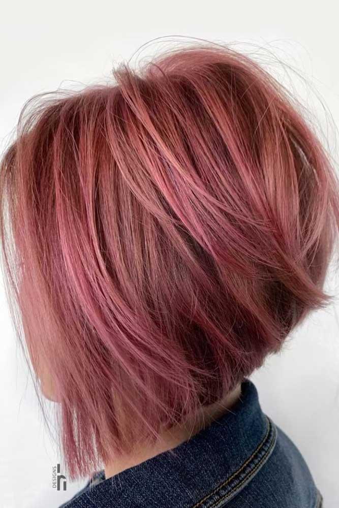Textured Pink Stacked Bob #bobhaircut #stackedbob #haircuts