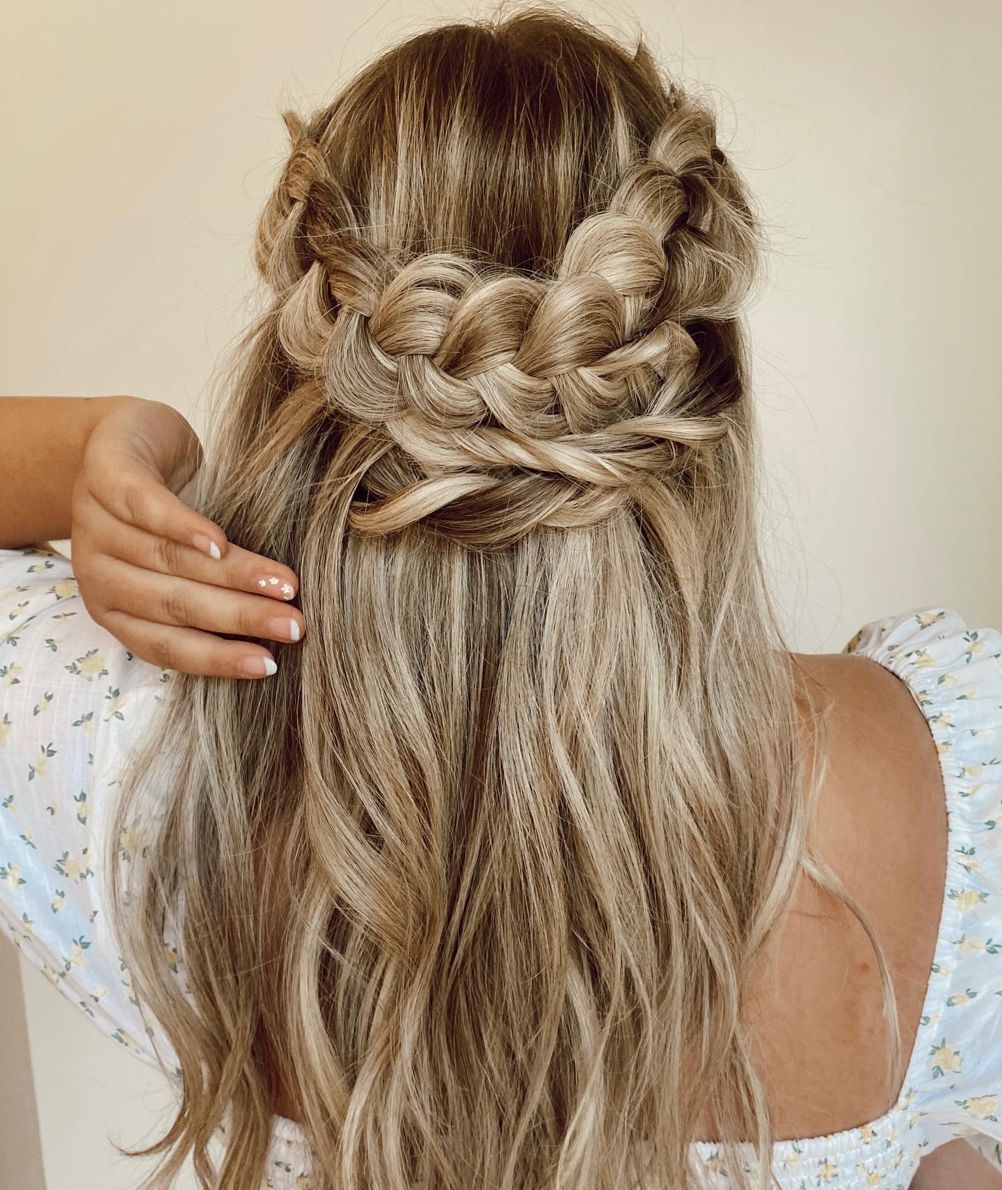 Thick Blonde Wedding Hairstyle with Crown Braid