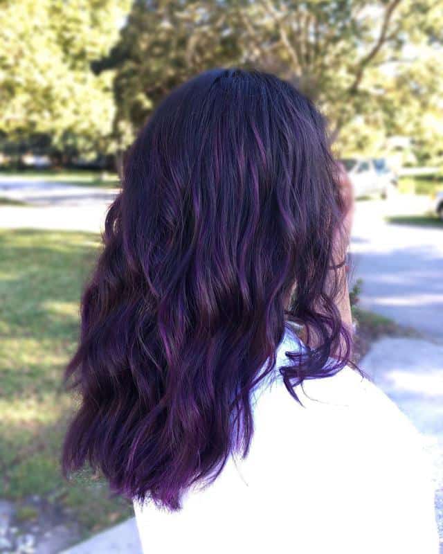 Violet Highlights On Black Hair 1