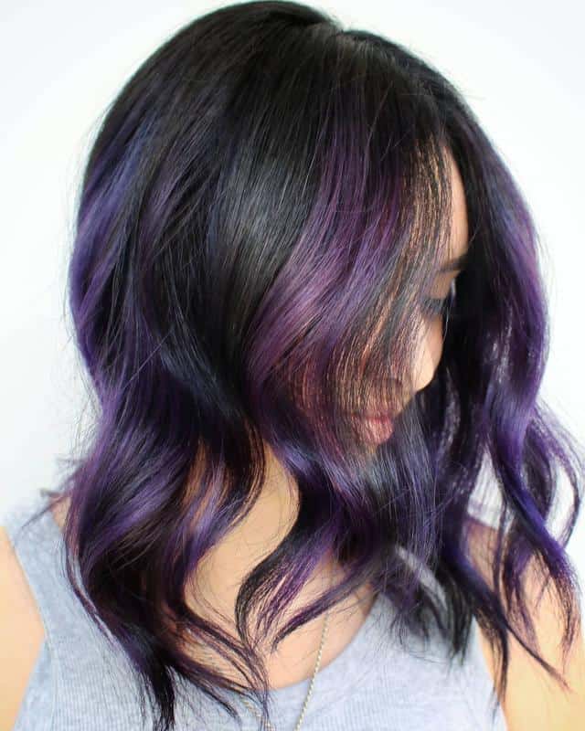 Violet Highlights On Black Hair 3