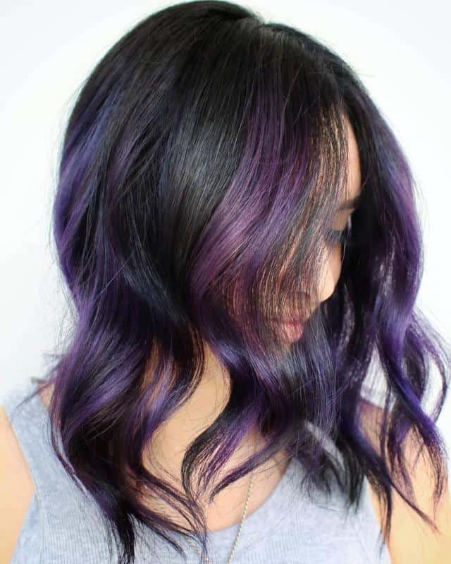 Violet Highlights On Black Hair 3