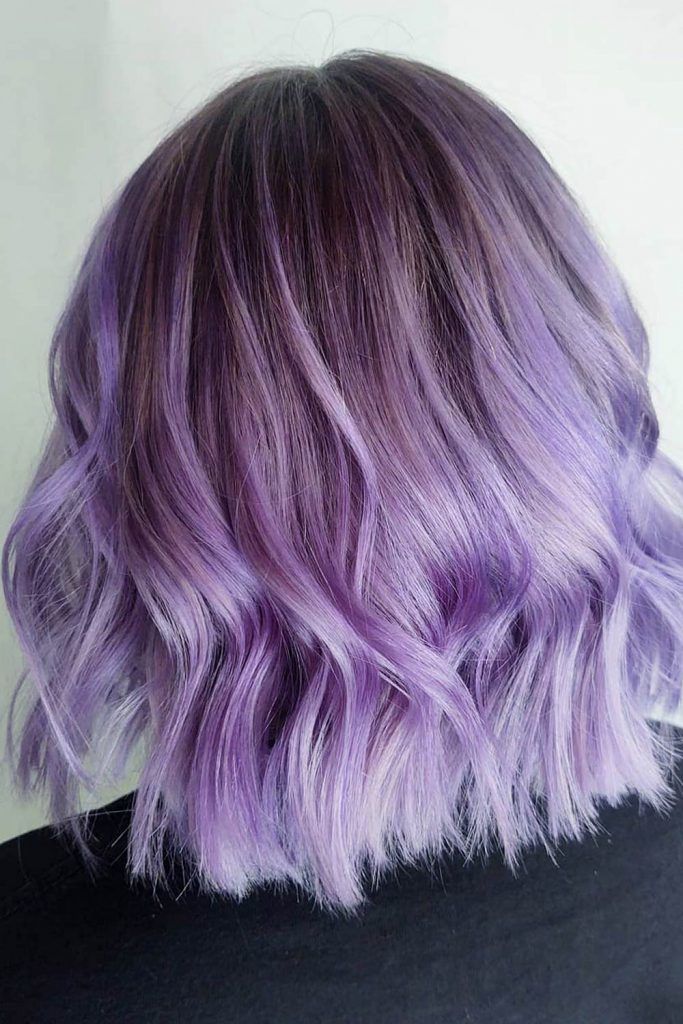 Wavy Bob Haircut With Deep Purple Balayage