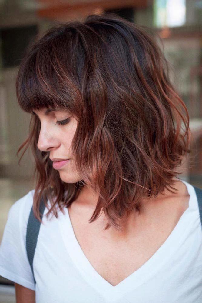 Wavy Bob With Fringe #bobhaircut #haircuts