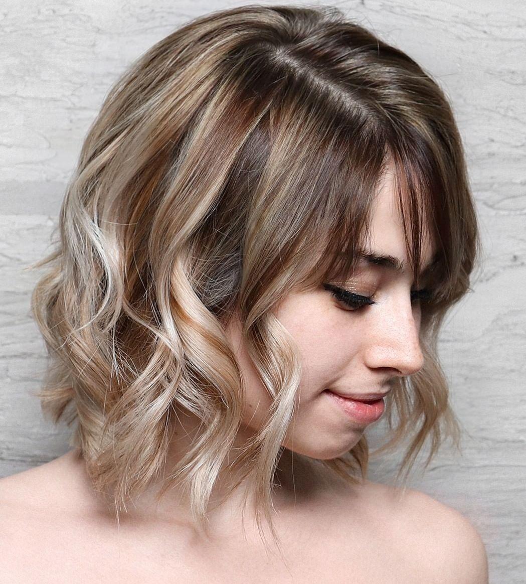 Wavy Bob With Piece-Y Bangs For Fine Hair