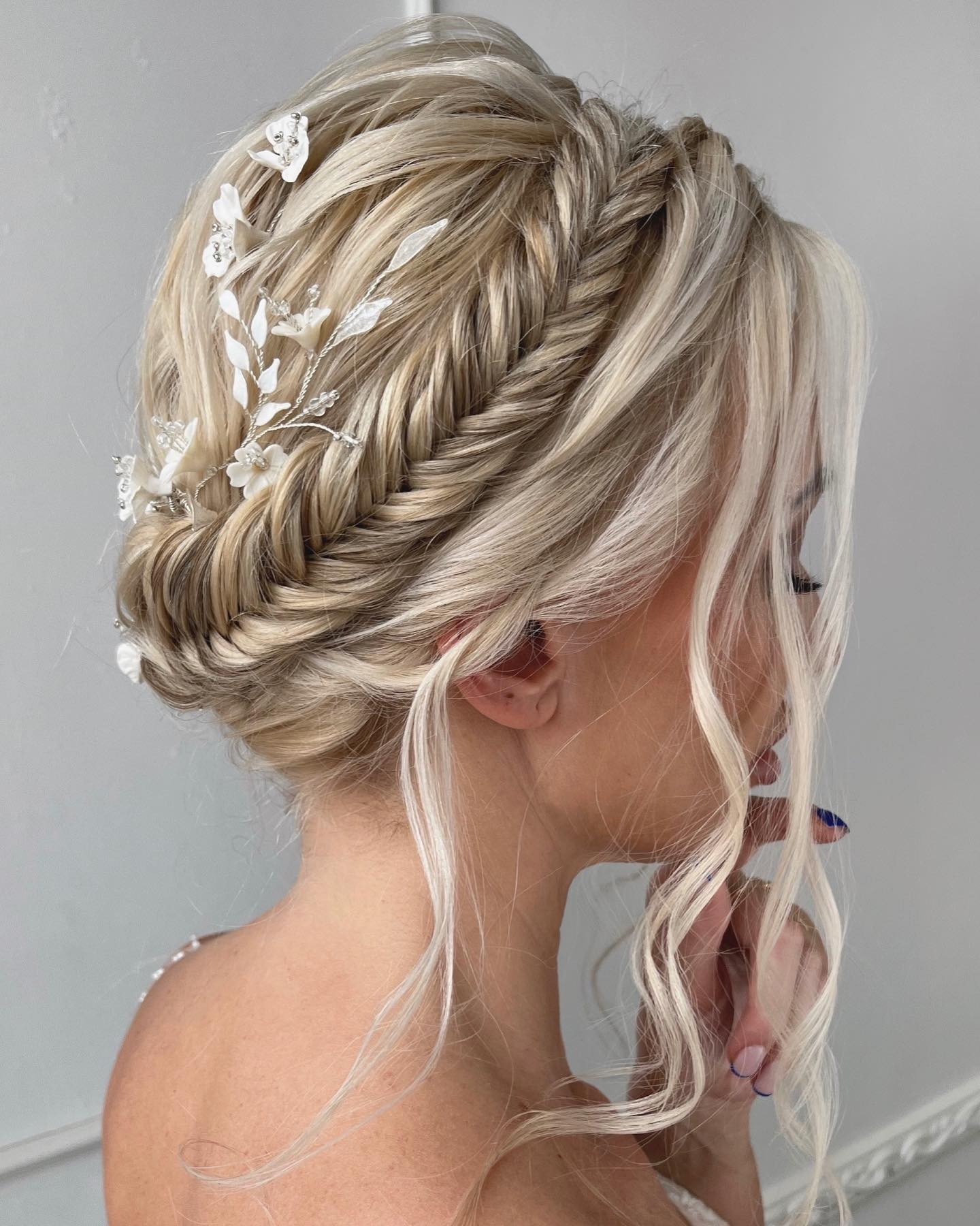 Wedding Crown Braid on Platinum Blonde Hair