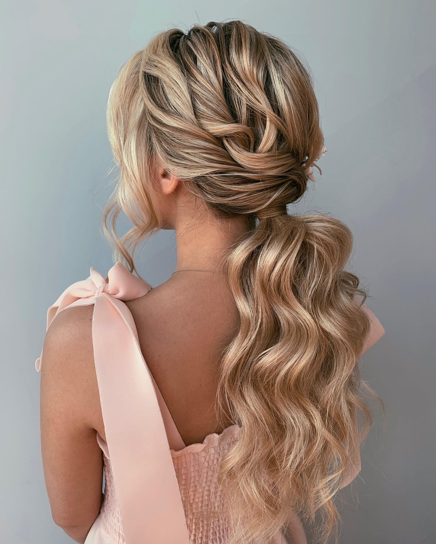 Wedding Wavy Ponytail Hairstyle on Blonde Hair