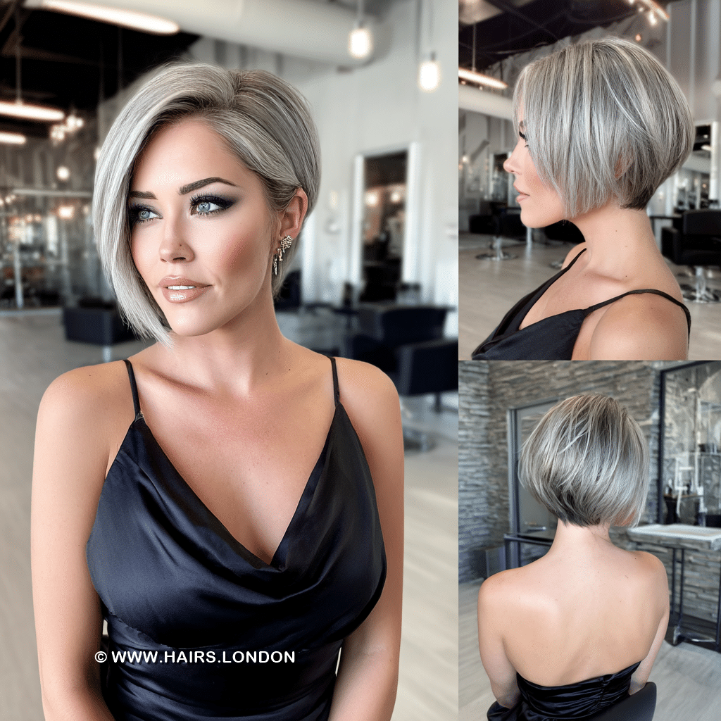 Icy Platinum Silver Bob Hair